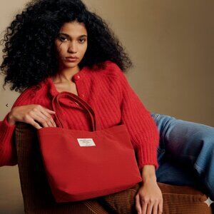 Sezane Corduroy Red Tote-New never used!